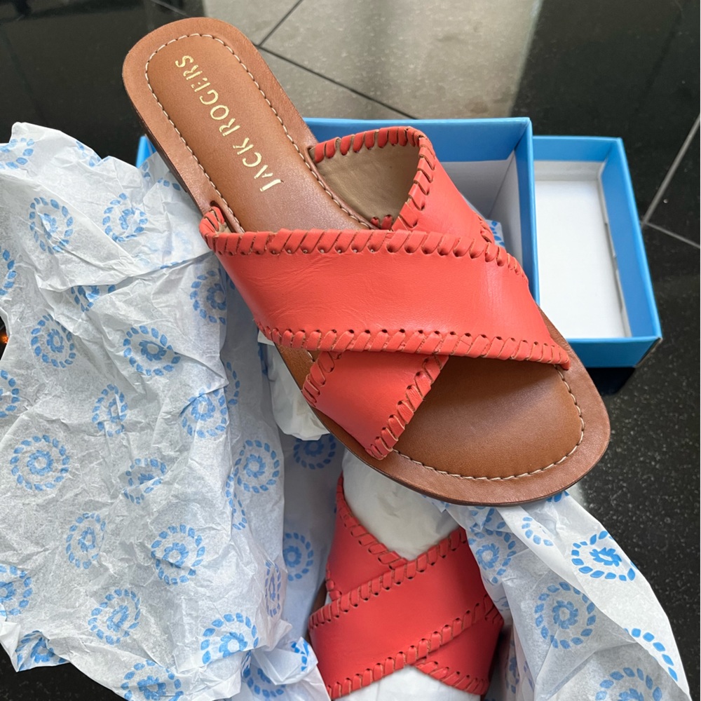 Jack Rogers Sandals, Size 7.5, Color - Coral